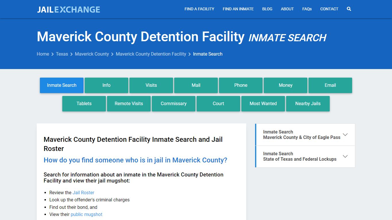 Maverick County Detention Facility Inmate Search - Jail Exchange